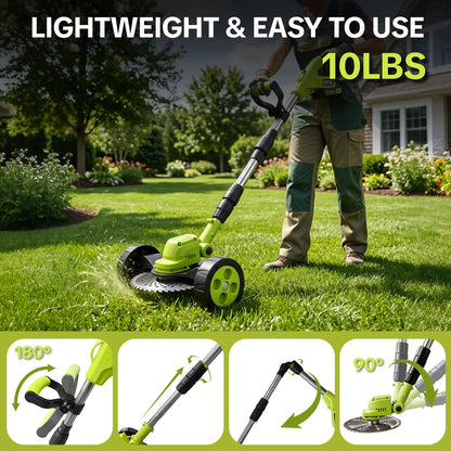 SEESE Cordless Electric Weed Wacker, 3 Different Blades for Lawn Trimming & Edging, with 2 Batteries, Lightweight Design - Suitable for Yard, Garden​