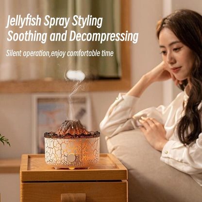 Volcano Aromatherapy Diffuser Smoke Ring Ultrasonic Air Humidifier with Flame Lamp Remote Control Essential Oil Aroma Diffuser