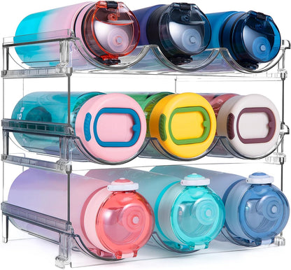 Water Bottle Organizer for Cabinet, Water Bottle Storage Organizer, 2 Packs Water Bottle Storage Rack, Water Bottle Holder for Cabinet, Stackable Water Bottle Storage Rack