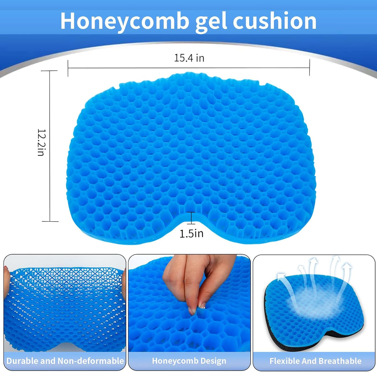 Anti-Slip Kayak Seat Cushion Waterproof Thicken Gel Boat Pad for Sit in Kayak Chair Kayak Accessories Equipment Gear for Fishing Kayak Double Thicken Gel Boat Cushion