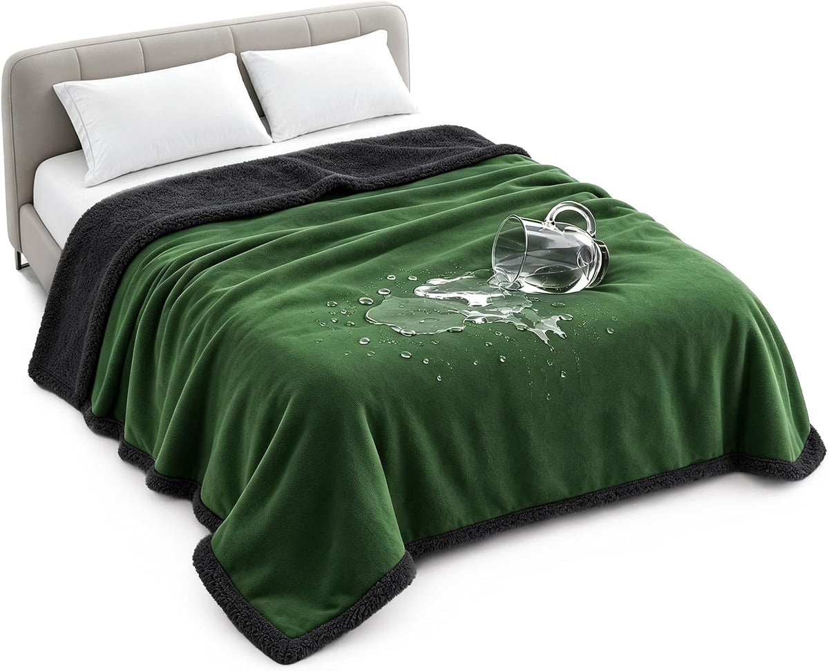 Waterproof Blanket for Bed, Reversible Leakproof Throw
