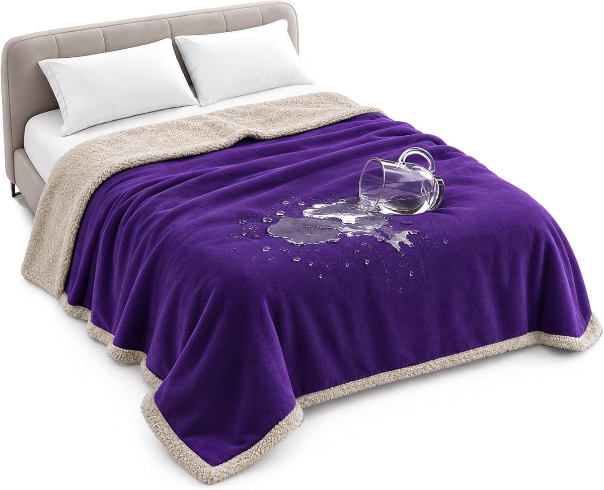 Waterproof Blanket for Bed, Reversible Leakproof Throw