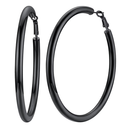 Chunky Hoop Earrings for Women Stainless Steel Jewelry Silver Large Earring 30mm Birthday Christmas Gift for Daughter Wife