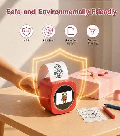 AI Voice Sticker Maker for Kids, Screen Preview Thermal Printer with Wifi
