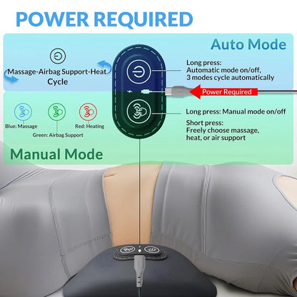 3-in-1 Electric Lumbar Support Pillow – Back Massager with Heat, Vibration & Stretching