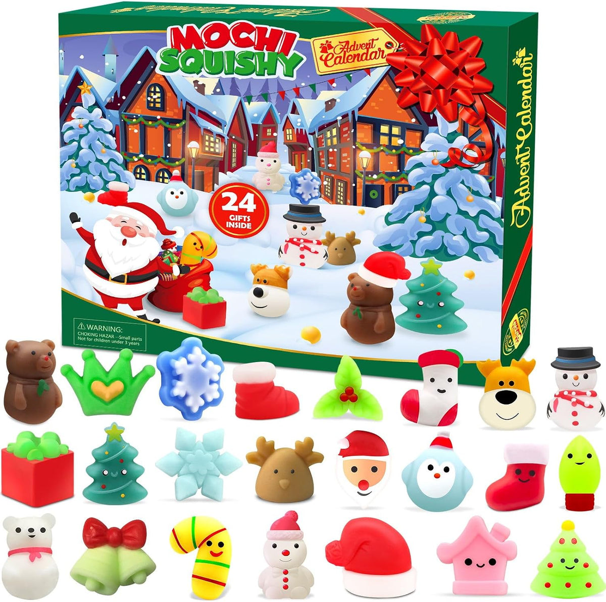 Christmas Advent Calendar 2025 with 24 Mochi Squishy Assorted Toys, 24 Days Countdown Calendar for Kids, Xmas Stocking Stuffers Gifts for Boys Girls Christmas Party Favor