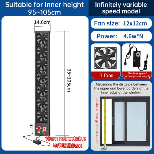 No-Drill Telescopic Window Exhaust Fan, Portable Non-Hole Window Ventilator for Home, European Standard