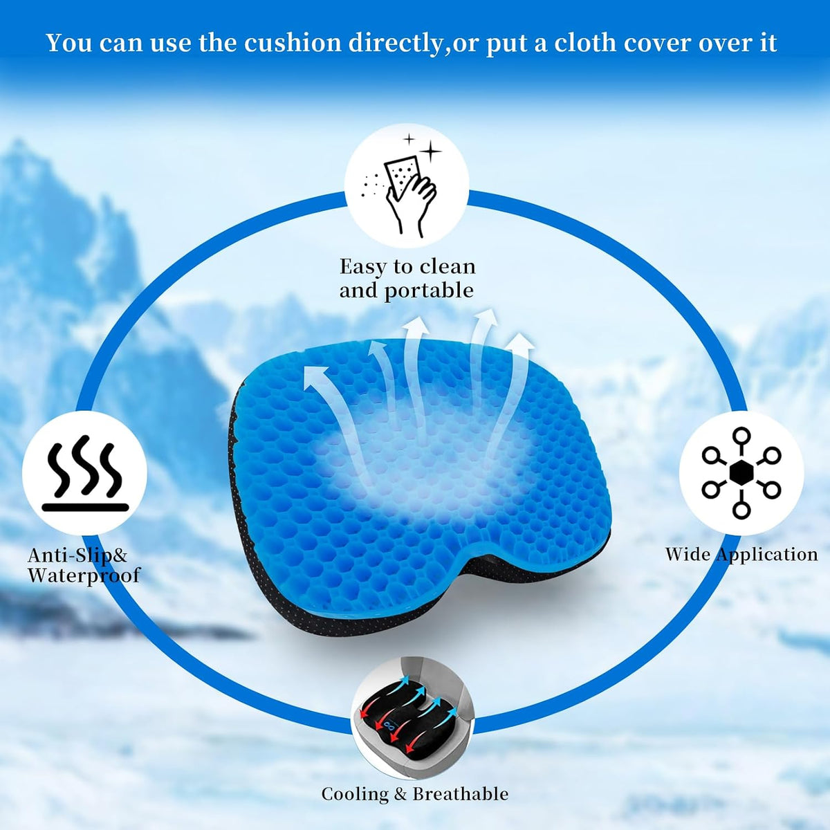 Anti-Slip Kayak Seat Cushion Waterproof Thicken Gel Boat Pad for Sit in Kayak Chair Kayak Accessories Equipment Gear for Fishing Kayak Double Thicken Gel Boat Cushion