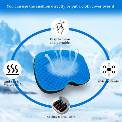 Anti-Slip Kayak Seat Cushion Waterproof Thicken Gel Boat Pad for Sit in Kayak Chair Kayak Accessories Equipment Gear for Fishing Kayak Double Thicken Gel Boat Cushion