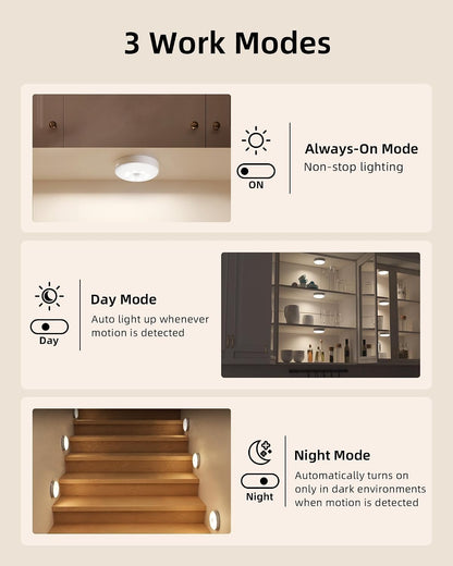 1-Pack under Cabinet Lighting, Rechargeable Motion Sensor Puck Lights, 3 Color Temps & 12 RGB Colors, Magnetic Stick on Light, Dimmable under Counter Lights (Remote Control Not Included)
