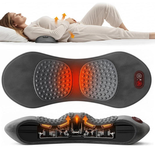 3-in-1 Electric Lumbar Support Pillow – Back Massager with Heat, Vibration & Stretching