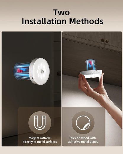 1-Pack under Cabinet Lighting, Rechargeable Motion Sensor Puck Lights, 3 Color Temps & 12 RGB Colors, Magnetic Stick on Light, Dimmable under Counter Lights (Remote Control Not Included)
