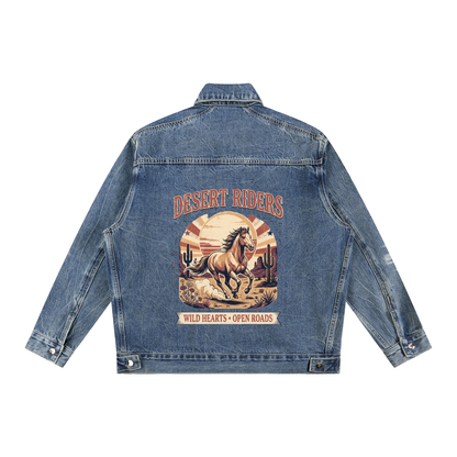 Vintage Wash Zip Up Denim Jacket