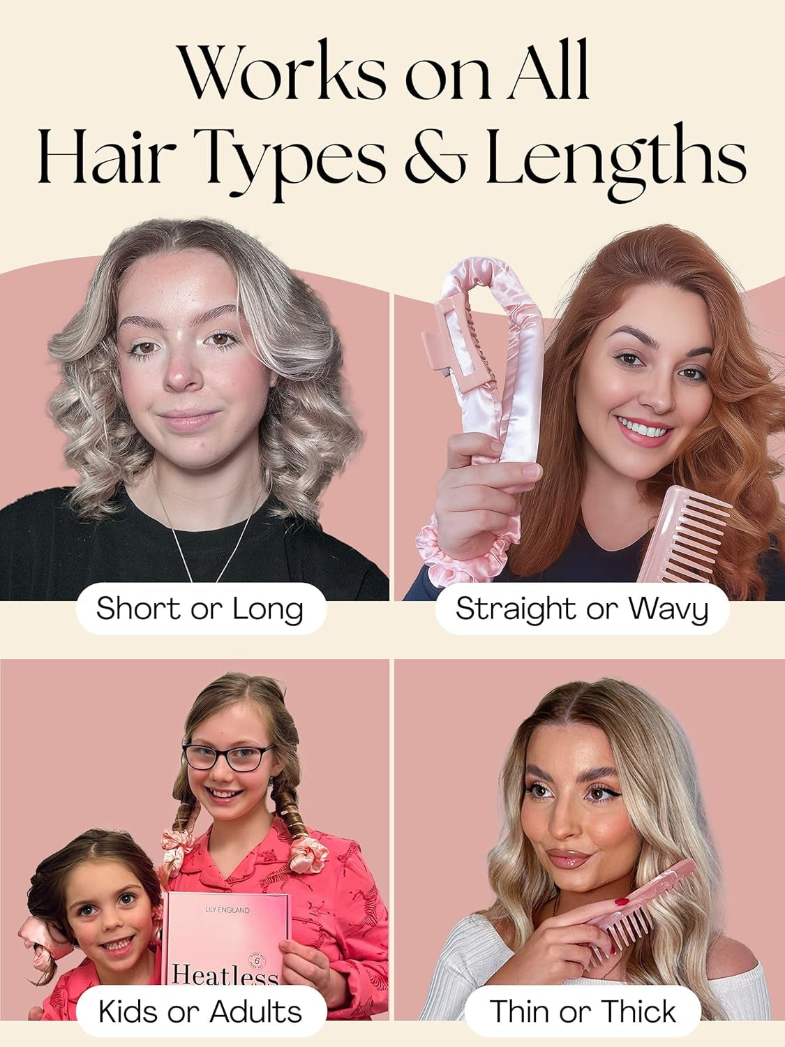 Heatless Curls Overnight Set - Satin Hair Curlers to Sleep In