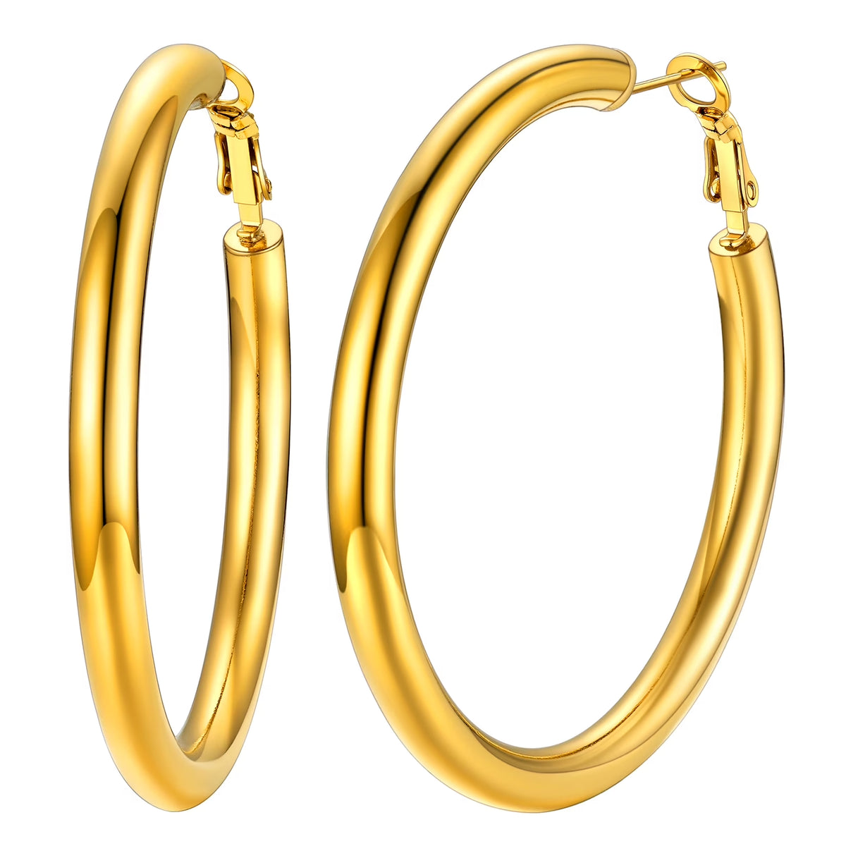 Chunky Hoop Earrings for Women Stainless Steel Jewelry Silver Large Earring 30mm Birthday Christmas Gift for Daughter Wife