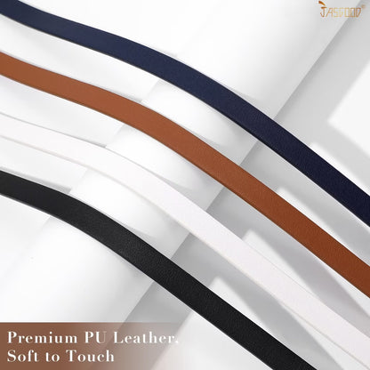 4Pack Skinny Leather Belt Women Thin Waist Belt Ladies Belt for Jeans Pants Dress