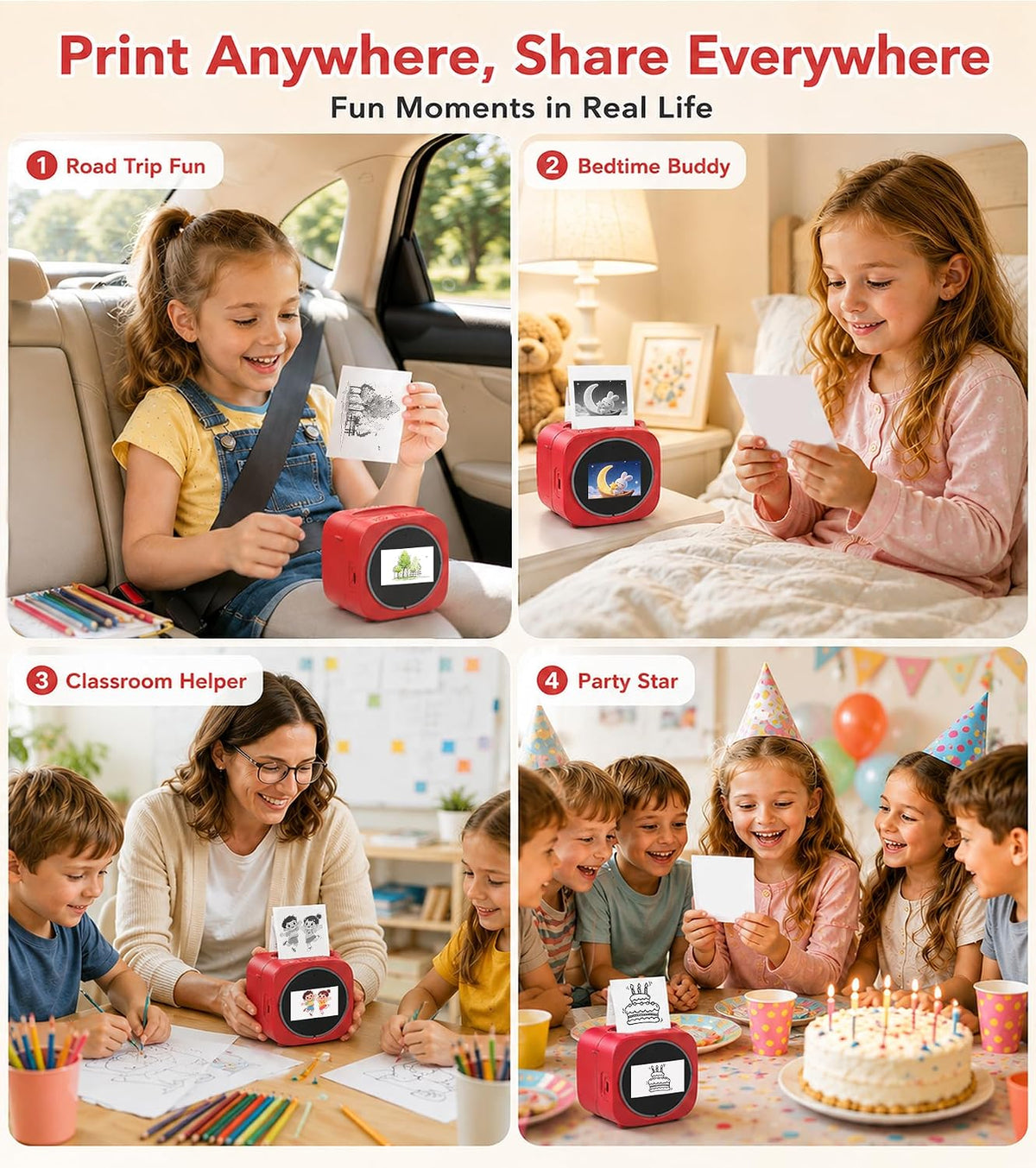 AI Voice Sticker Maker for Kids, Screen Preview Thermal Printer with Wifi