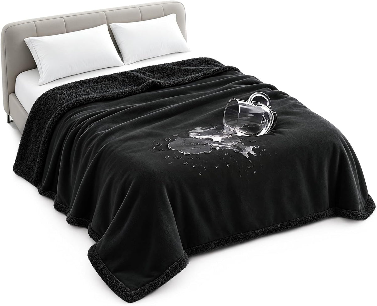 Waterproof Blanket for Bed, Reversible Leakproof Throw