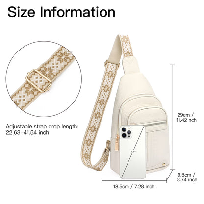 Sling Bag for Women Crossbody Bags Fanny Pack Vegan Leather Chest Bag Travel Shoulder Belt Purse Backpack Gifts