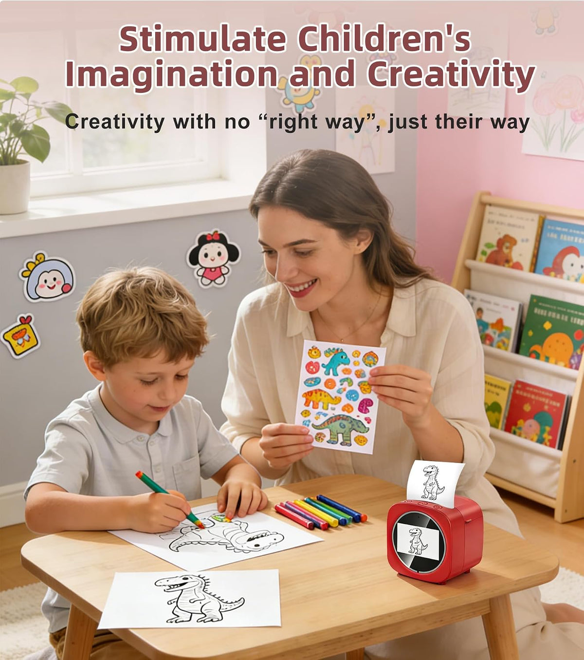 AI Voice Sticker Maker for Kids, Screen Preview Thermal Printer with Wifi