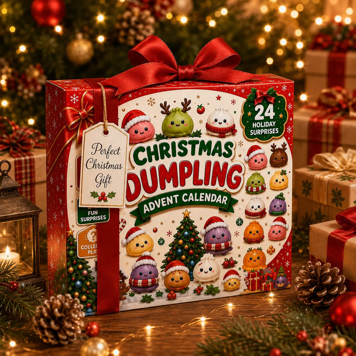 Christmas Mini Squishies Advent Calendar 2026, 24-Day Dumpling Squishy Toy Countdown Calendar with Glitter Squeeze Toys, Holiday Gift for Kids