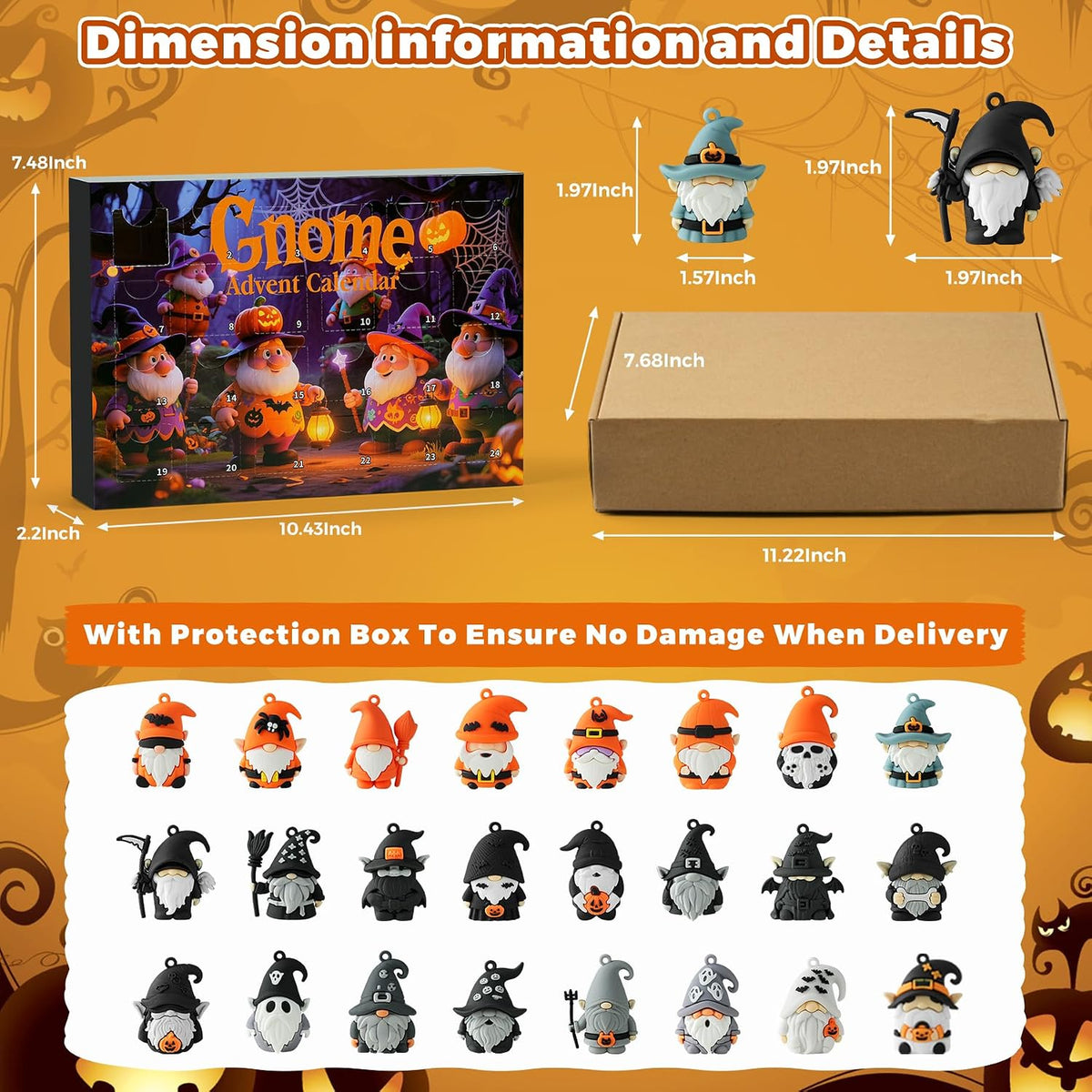 Gnome Advent Calendar 2026,Halloween Countdown Advent Calendar,Advent Calendar,With 24 Gnome Collectible Figures,Halloween Advent Calendars Gift Kids Teen Adults