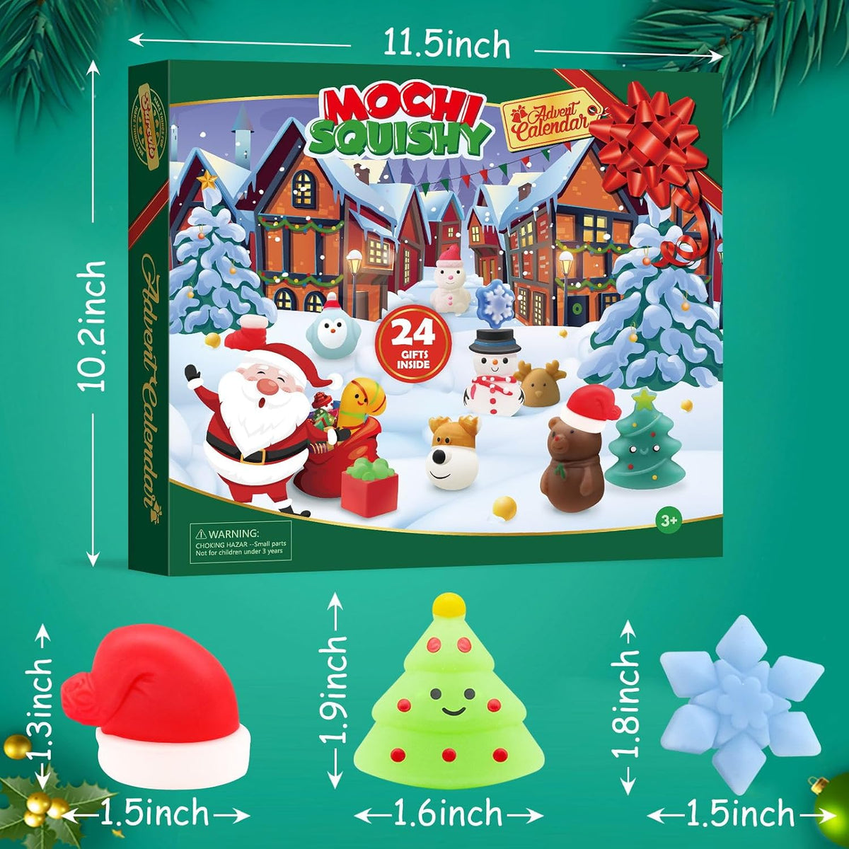 Christmas Advent Calendar 2025 with 24 Mochi Squishy Assorted Toys, 24 Days Countdown Calendar for Kids, Xmas Stocking Stuffers Gifts for Boys Girls Christmas Party Favor