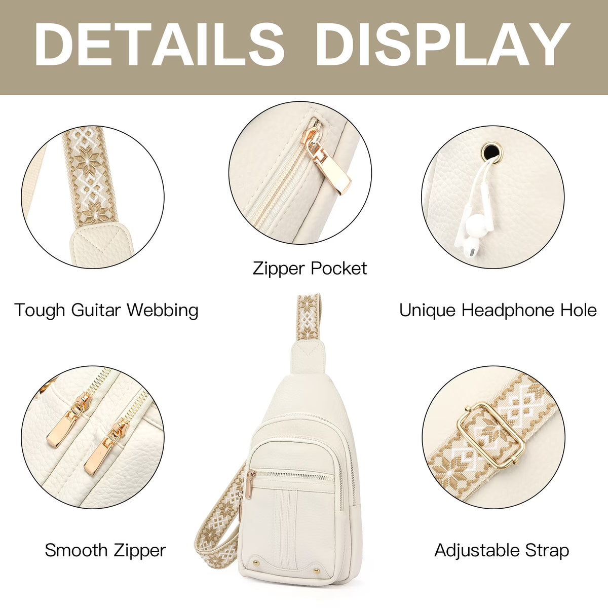 Sling Bag for Women Crossbody Bags Fanny Pack Vegan Leather Chest Bag Travel Shoulder Belt Purse Backpack Gifts