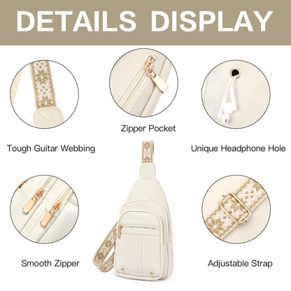 Sling Bag for Women Crossbody Bags Fanny Pack Vegan Leather Chest Bag Travel Shoulder Belt Purse Backpack Gifts