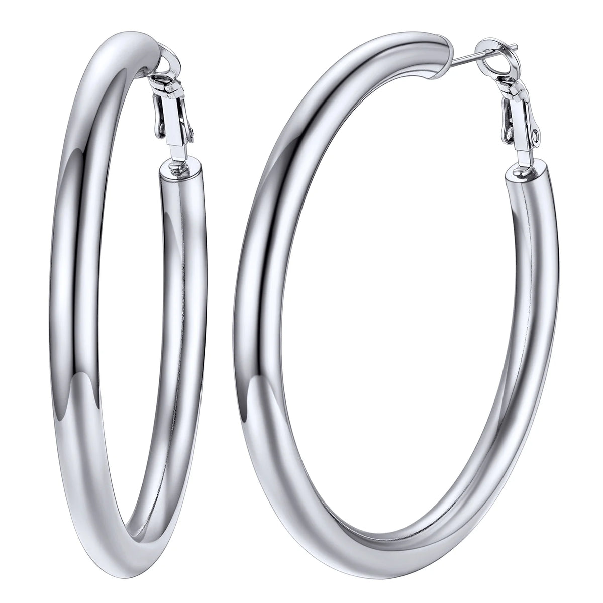 Chunky Hoop Earrings for Women Stainless Steel Jewelry Silver Large Earring 30mm Birthday Christmas Gift for Daughter Wife