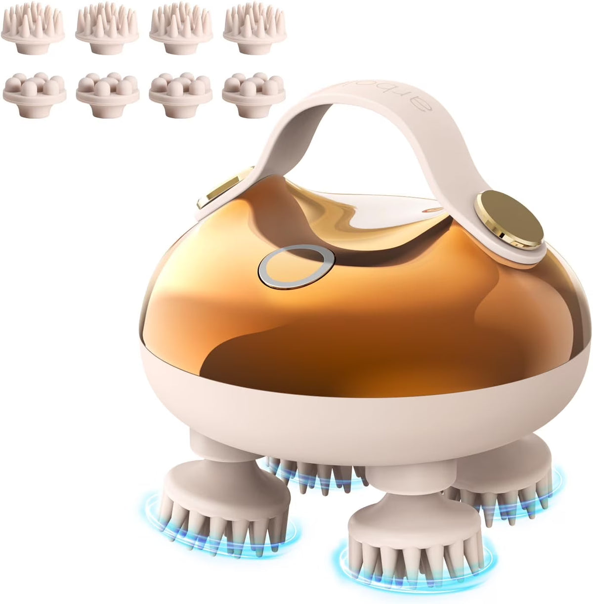 Scalp Massager Brush Handheld Waterproof with 8 Removable Claws - Silver