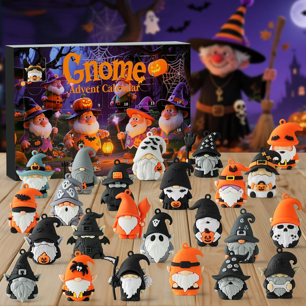 Gnome Advent Calendar 2026,Halloween Countdown Advent Calendar,Advent Calendar,With 24 Gnome Collectible Figures,Halloween Advent Calendars Gift Kids Teen Adults