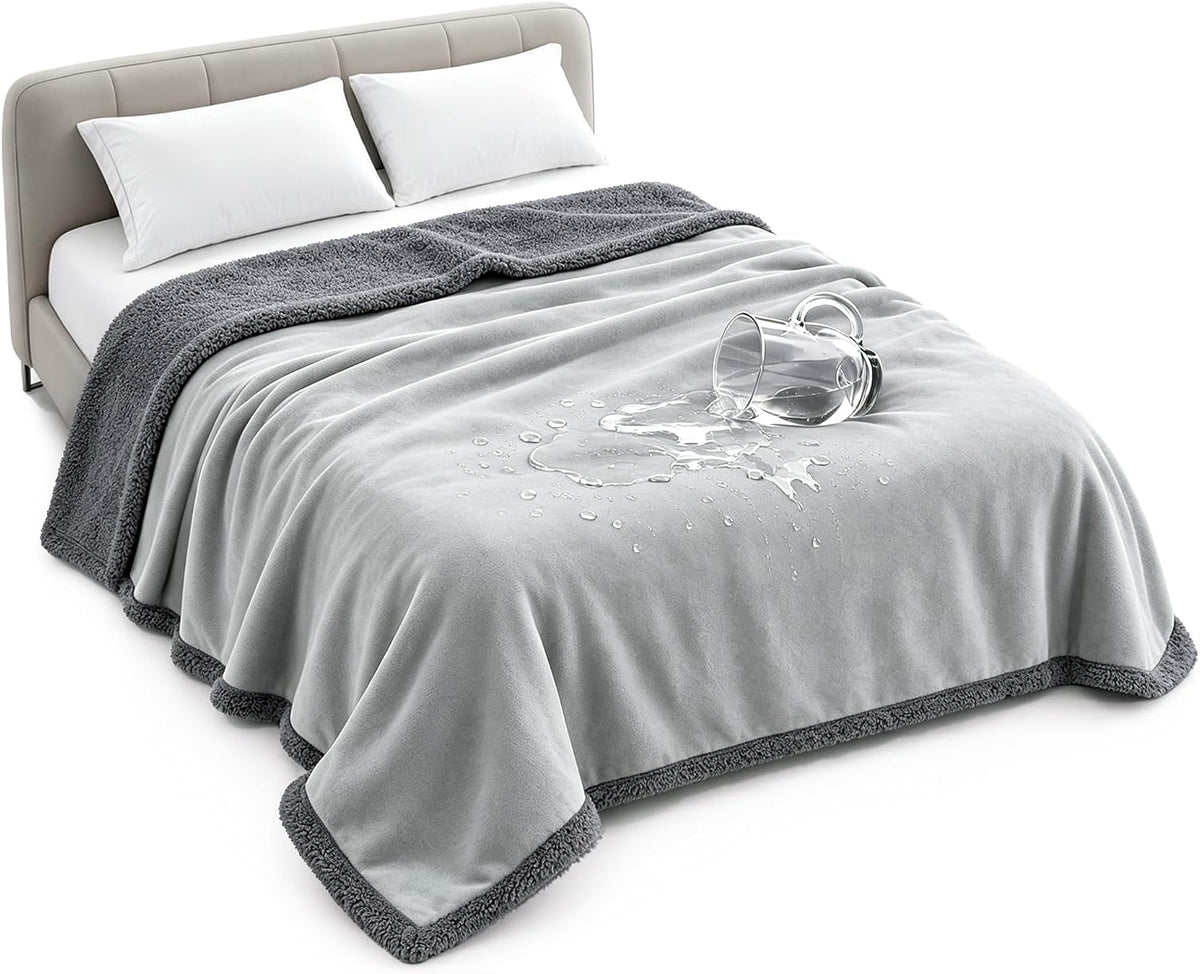 Waterproof Blanket for Bed, Reversible Leakproof Throw