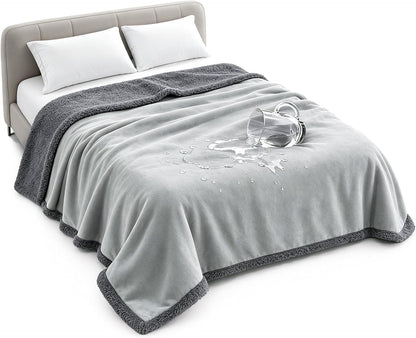 Waterproof Blanket for Bed, Reversible Leakproof Throw