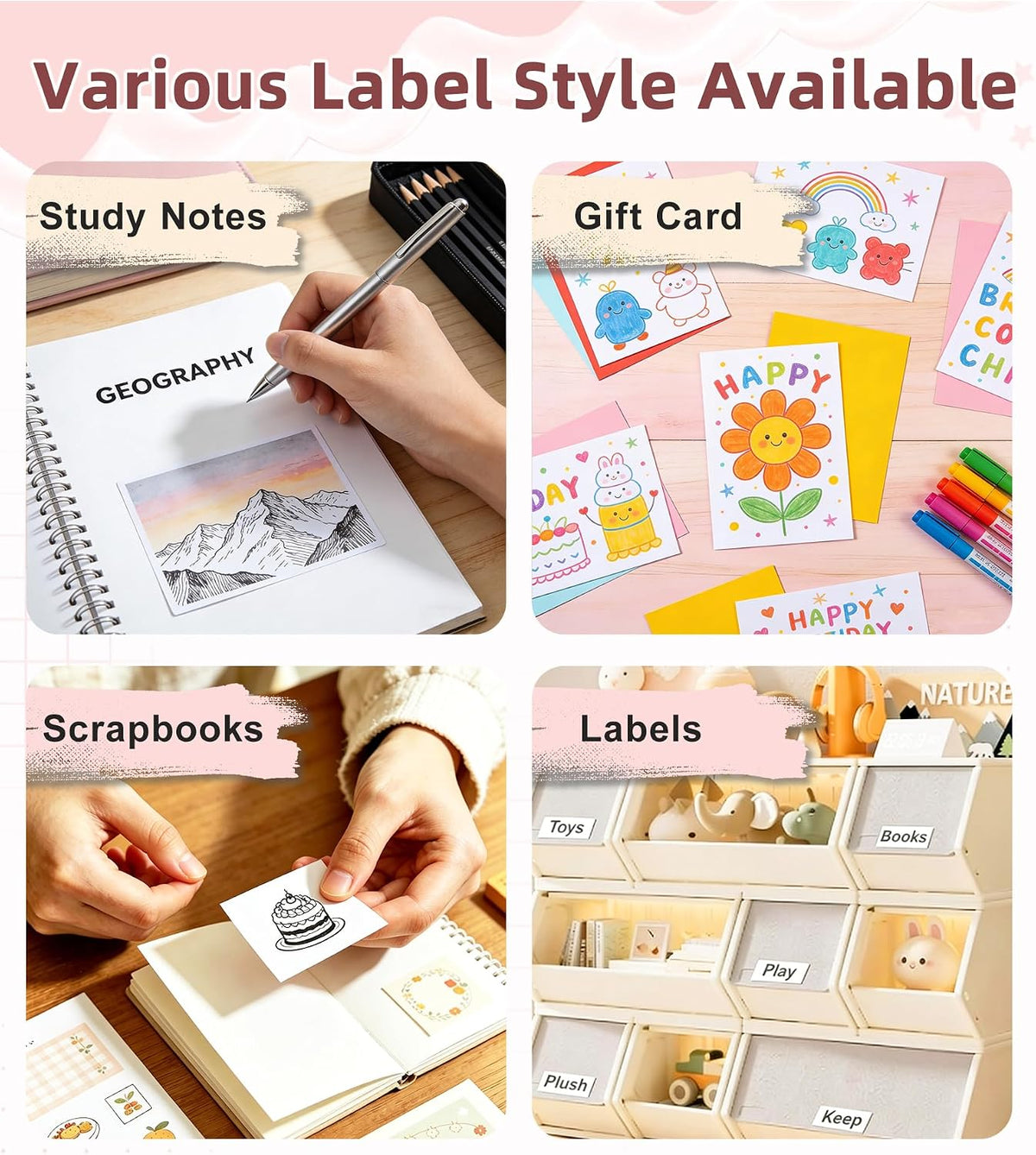 AI Voice Sticker Maker for Kids, Screen Preview Thermal Printer with Wifi