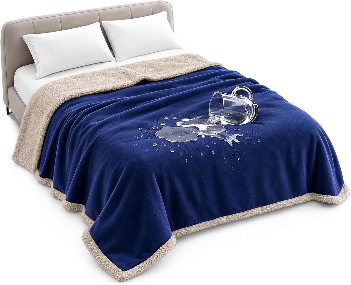 Waterproof Blanket for Bed, Reversible Leakproof Throw