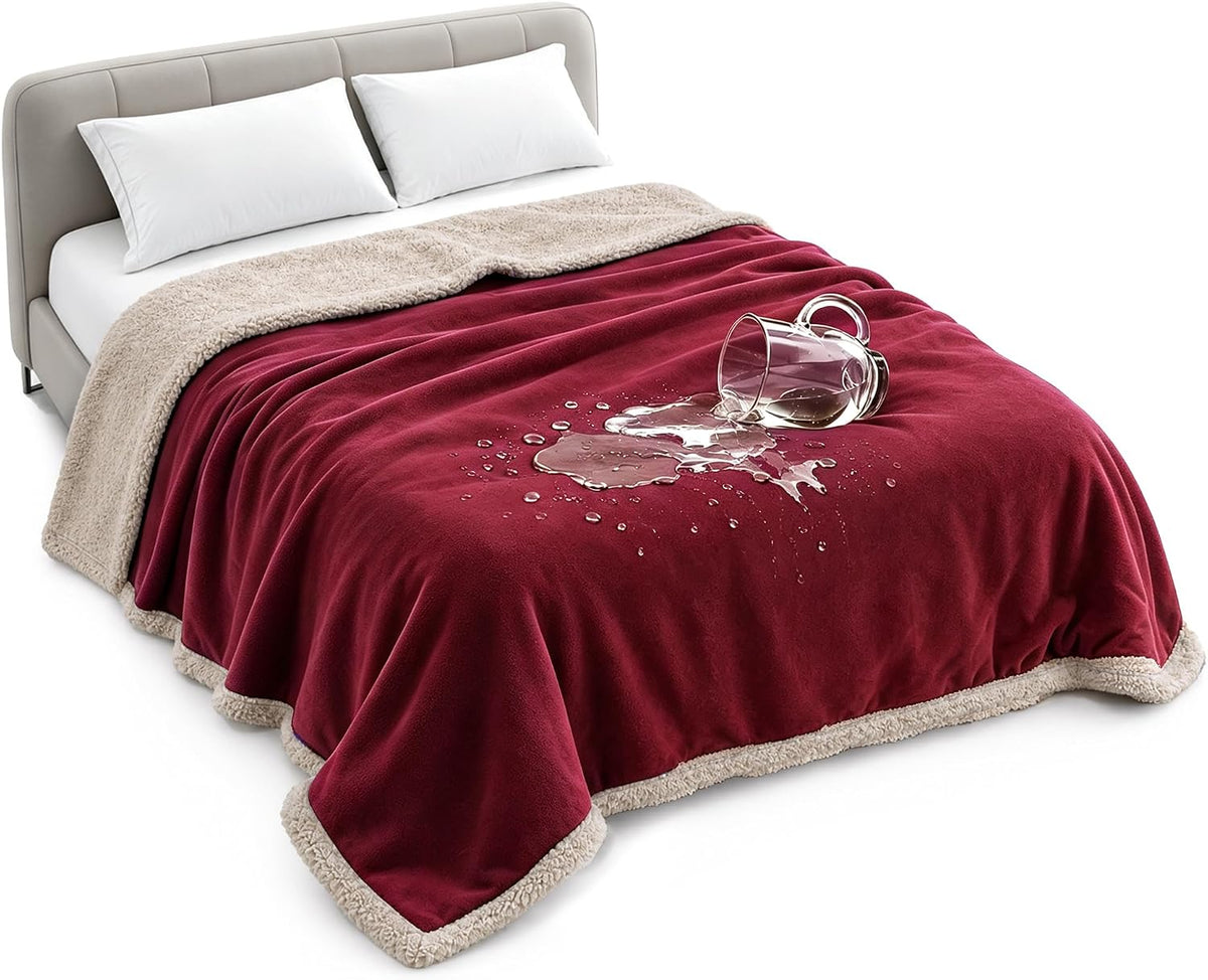 Waterproof Blanket for Bed, Reversible Leakproof Throw