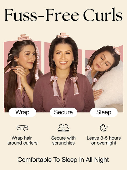 Heatless Curls Overnight Set - Satin Hair Curlers to Sleep In