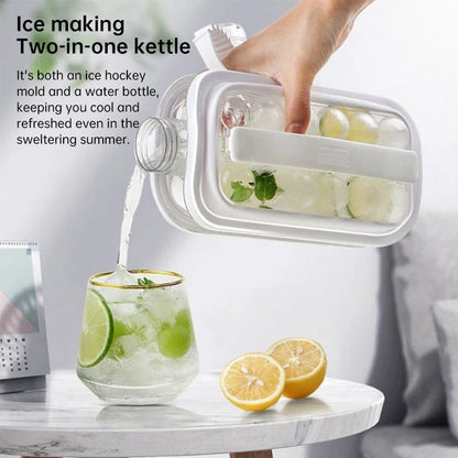 2-in-1 Portable Folding Ice Ball Maker Bottle, Silicone Freezer Ice Mold & Water Bottle for Cocktails, Travel, Gym