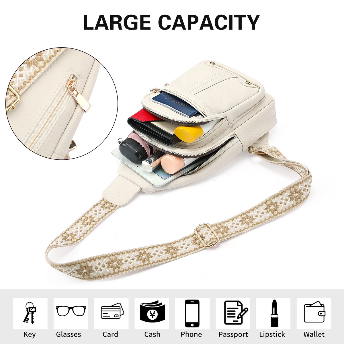Sling Bag for Women Crossbody Bags Fanny Pack Vegan Leather Chest Bag Travel Shoulder Belt Purse Backpack Gifts