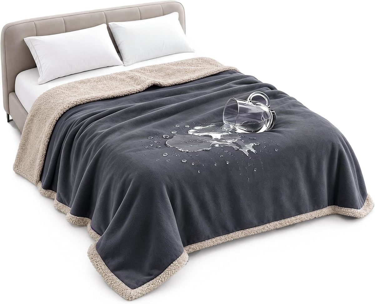 Waterproof Blanket for Bed, Reversible Leakproof Throw