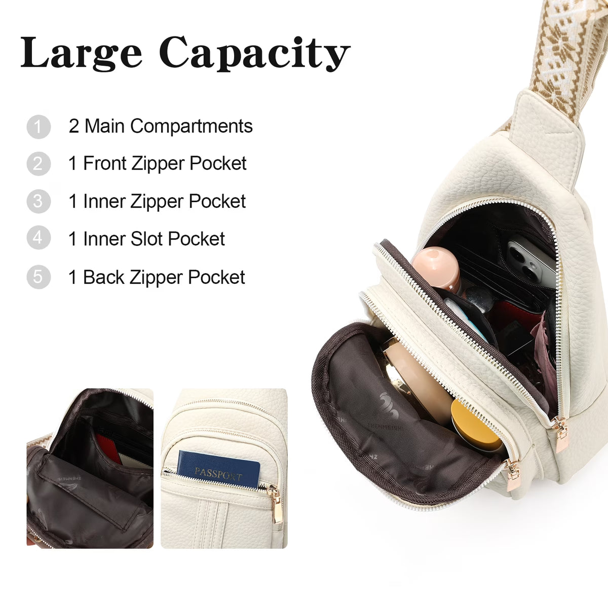 Sling Bag for Women Crossbody Bags Fanny Pack Vegan Leather Chest Bag Travel Shoulder Belt Purse Backpack Gifts