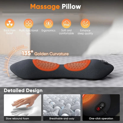 3-in-1 Electric Lumbar Support Pillow – Back Massager with Heat, Vibration & Stretching