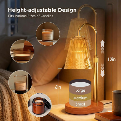 Candle Warmer Lamp with Timer, Dimmable Electric Wax Melter with Adjustable Height, Eco-Friendly Scented Candle Lamp for Gifts, Safe and Smoke-Free, Ideal for Moms and Friends, Perfect for Home Décor