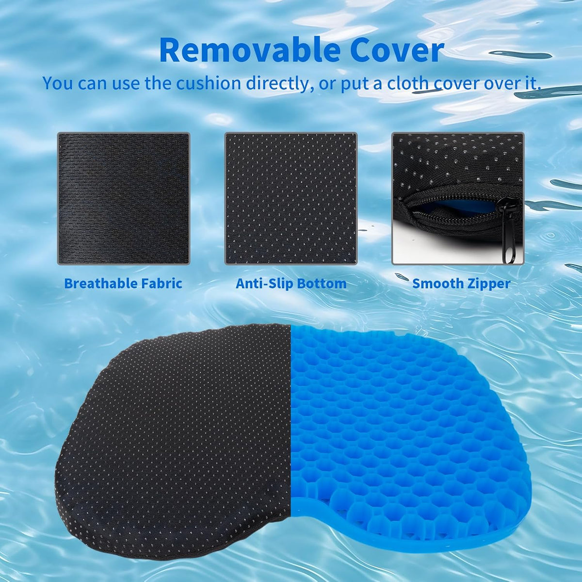 Anti-Slip Kayak Seat Cushion Waterproof Thicken Gel Boat Pad for Sit in Kayak Chair Kayak Accessories Equipment Gear for Fishing Kayak Double Thicken Gel Boat Cushion