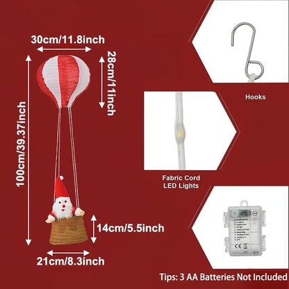 Christmas Hot Air Balloon Lantern, Battery-Powered Santa Lantern, Remote Control, 8 Light Modes, Indoor Outdoor Holiday Decor, Christmas Decorations Party, Christmas Gift, Women's Gift