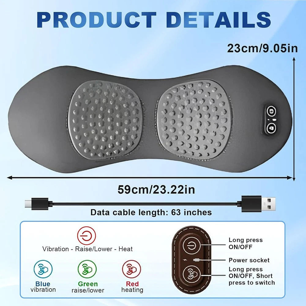 3-in-1 Electric Lumbar Support Pillow – Back Massager with Heat, Vibration & Stretching