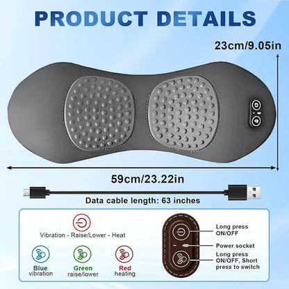 3-in-1 Electric Lumbar Support Pillow – Back Massager with Heat, Vibration & Stretching