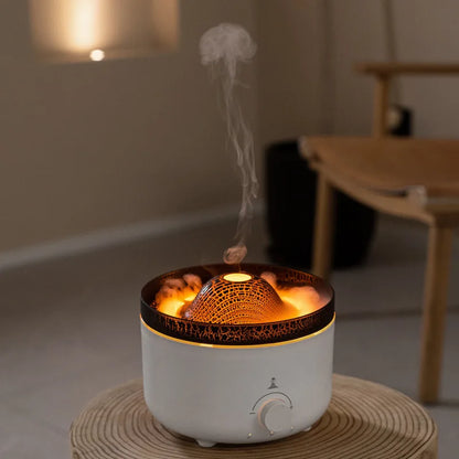 Volcano Aromatherapy Diffuser Smoke Ring Ultrasonic Air Humidifier with Flame Lamp Remote Control Essential Oil Aroma Diffuser