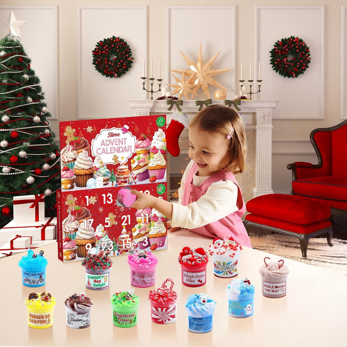 Slime Advent Calendar 2026 for Kids 24Day Christmas Countdown Kit